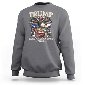 Trump Supporter Sweatshirt Trump Take America Back 2024 Eagle Vintage American Flag TS11 Charcoal Print Your Wear