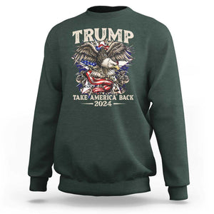 Trump Supporter Sweatshirt Trump Take America Back 2024 Eagle Vintage American Flag TS11 Dark Forest Green Print Your Wear