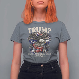 Trump Supporter T Shirt For Women Trump Take America Back 2024 Eagle Vintage American Flag TS11 Charcoal Print Your Wear