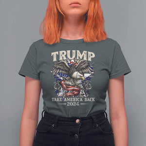 Trump Supporter T Shirt For Women Trump Take America Back 2024 Eagle Vintage American Flag TS11 Dark Heather Print Your Wear