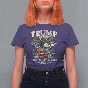 Trump Supporter T Shirt For Women Trump Take America Back 2024 Eagle Vintage American Flag TS11 Purple Print Your Wear