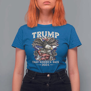 Trump Supporter T Shirt For Women Trump Take America Back 2024 Eagle Vintage American Flag TS11 Royal Blue Print Your Wear