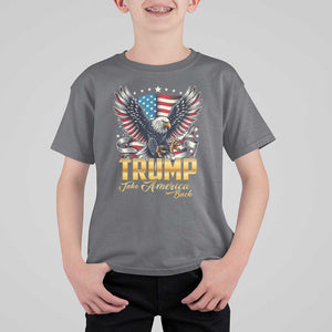 Trump Supporter T Shirt For Kid Take America Back Eagle Vintage American Flag Star TS11 Charcoal Print Your Wear