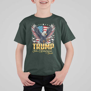 Trump Supporter T Shirt For Kid Take America Back Eagle Vintage American Flag Star TS11 Dark Forest Green Print Your Wear