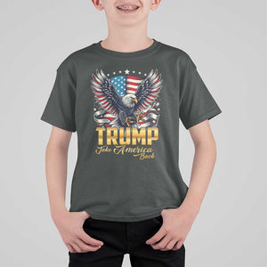 Trump Supporter T Shirt For Kid Take America Back Eagle Vintage American Flag Star TS11 Dark Heather Print Your Wear