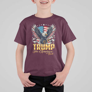 Trump Supporter T Shirt For Kid Take America Back Eagle Vintage American Flag Star TS11 Maroon Print Your Wear