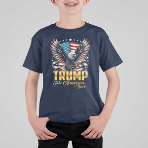 Trump Supporter T Shirt For Kid Take America Back Eagle Vintage American Flag Star TS11 Navy Print Your Wear