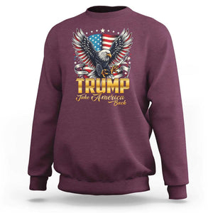 Trump Supporter Sweatshirt Take America Back Eagle Vintage American Flag Star TS11 Maroon Print Your Wear