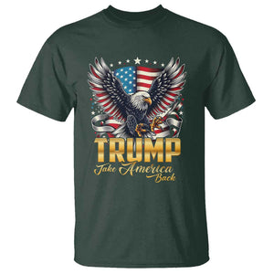 Trump Supporter T Shirt Take America Back Eagle Vintage American Flag Star TS11 Dark Forest Green Print Your Wear