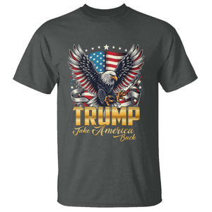 Trump Supporter T Shirt Take America Back Eagle Vintage American Flag Star TS11 Dark Heather Print Your Wear