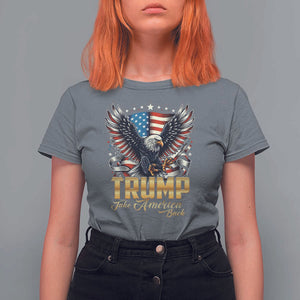 Trump Supporter T Shirt For Women Take America Back Eagle Vintage American Flag Star TS11 Charcoal Print Your Wear