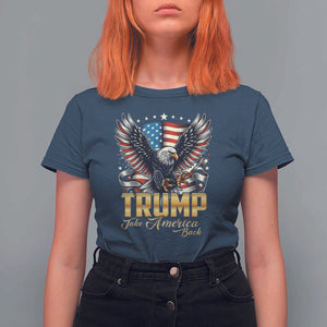 Trump Supporter T Shirt For Women Take America Back Eagle Vintage American Flag Star TS11 Navy Print Your Wear