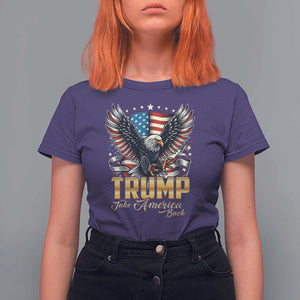 Trump Supporter T Shirt For Women Take America Back Eagle Vintage American Flag Star TS11 Purple Print Your Wear