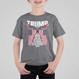 Trump Supporter T Shirt For Kid Pro God Pro Life Pro Jobs Pro Military Pro American 2024 Eagle American Flag TS11 Charcoal Print Your Wear