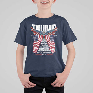 Trump Supporter T Shirt For Kid Pro God Pro Life Pro Jobs Pro Military Pro American 2024 Eagle American Flag TS11 Navy Print Your Wear