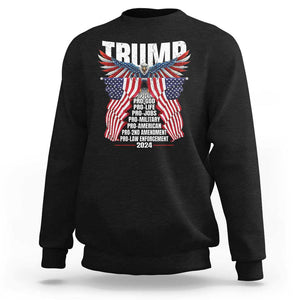 Trump Supporter Sweatshirt Pro God Pro Life Pro Jobs Pro Military Pro American 2024 Eagle American Flag TS11 Black Print Your Wear