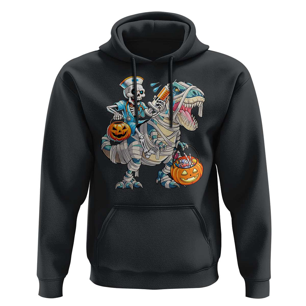 Funny Halloween Nurse Hoodie Skeleton Nurse Riding Mummy Dinosaur Pumpkin Candy TS11 Black Print Your Wear