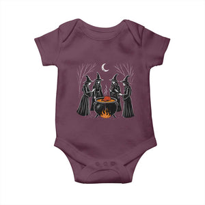 Funny Halloween Witch Spooky Season Orange Cauldron Baby Onesie TS11 Maroon Print Your Wear