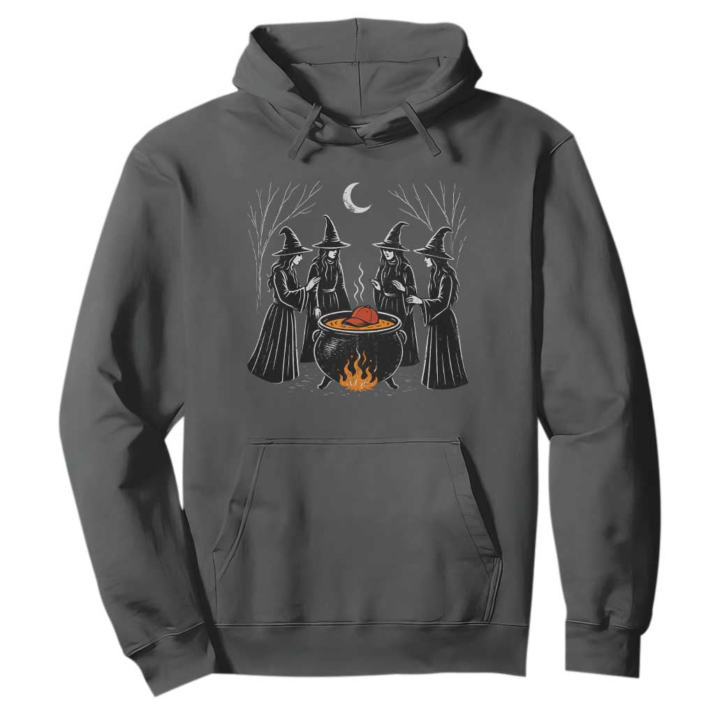 Funny Halloween Witch Spooky Season Orange Cauldron Hoodie TS11 Dark Heather Print Your Wear