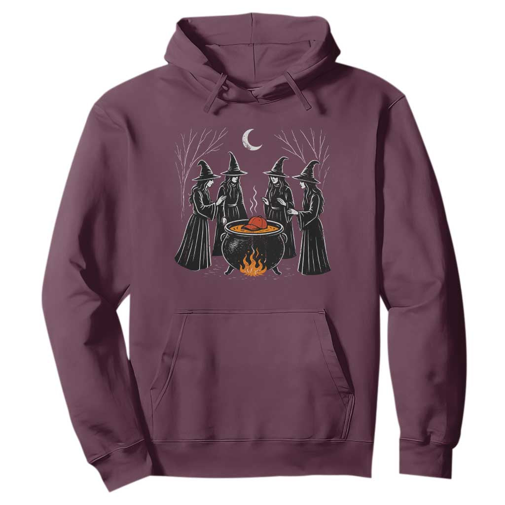 Funny Halloween Witch Spooky Season Orange Cauldron Hoodie TS11 Maroon Print Your Wear