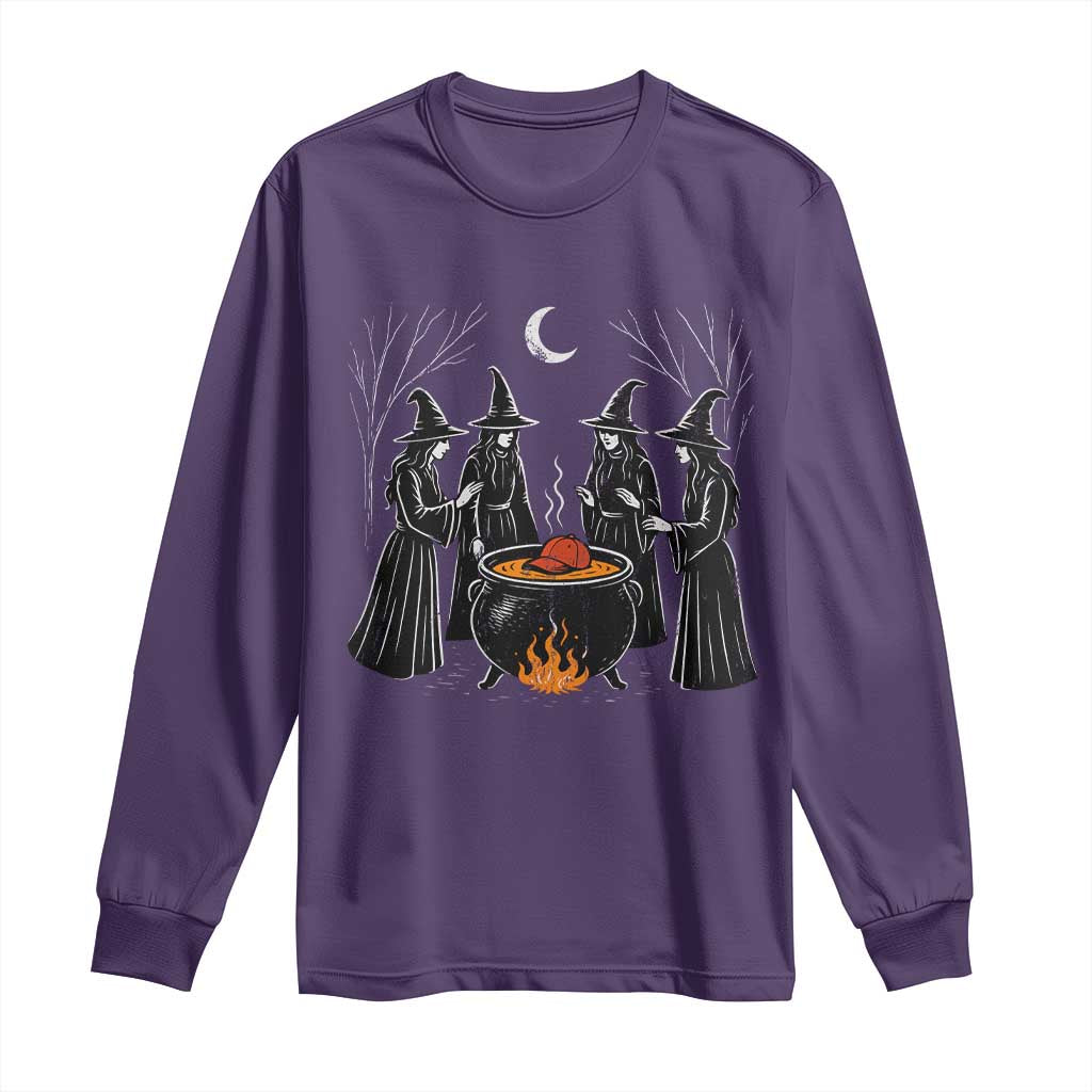Funny Halloween Witch Spooky Season Orange Cauldron Long Sleeve Shirt TS11 Purple Print Your Wear