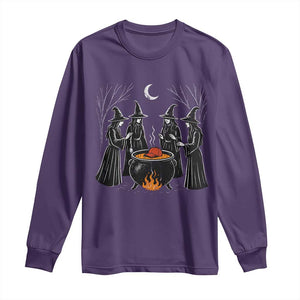 Funny Halloween Witch Spooky Season Orange Cauldron Long Sleeve Shirt TS11 Purple Print Your Wear