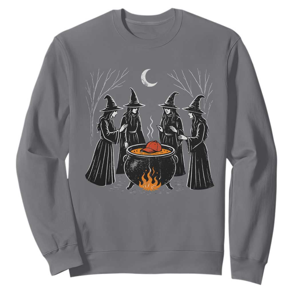 Funny Halloween Witch Spooky Season Orange Cauldron Sweatshirt TS11 Charcoal Print Your Wear
