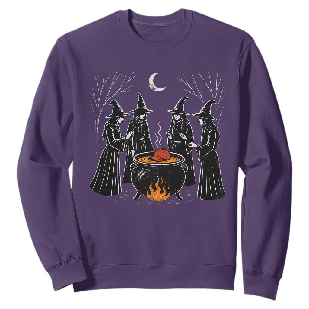 Funny Halloween Witch Spooky Season Orange Cauldron Sweatshirt TS11 Purple Print Your Wear