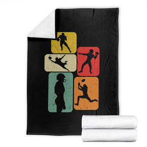 American Football Player Retro Vintage Sport Lover Throw Blanket TS11 Black Print Your Wear