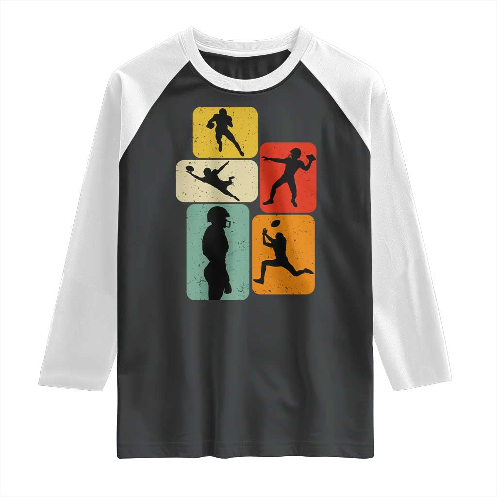 American Football Player Retro Vintage Sport Lover Raglan Shirt TS11 Black White Print Your Wear