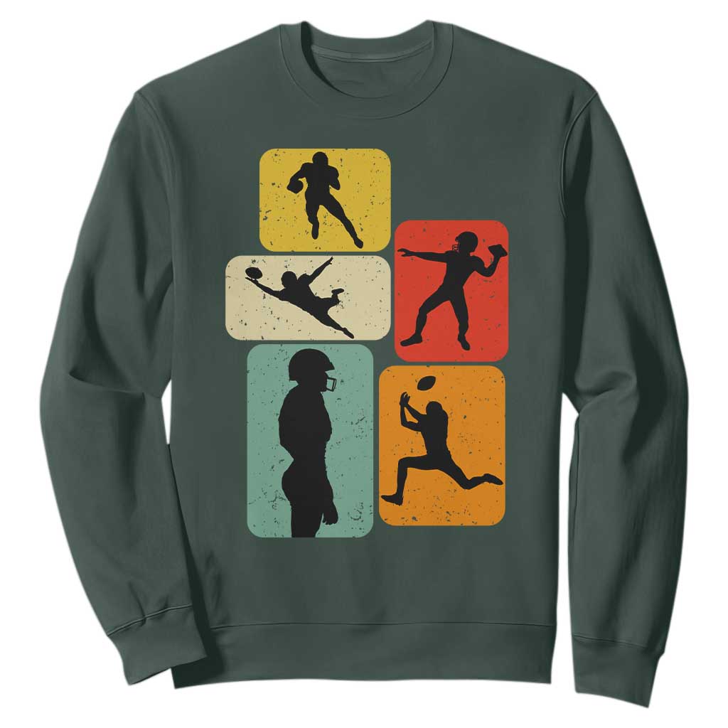 American Football Player Retro Vintage Sport Lover Sweatshirt TS11 Dark Forest Green Print Your Wear