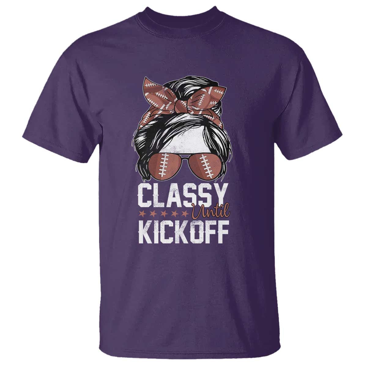 Funny Classy Until Kickoff T Shirt American Football Game Day Messy Bun TS11 Purple Print Your Wear