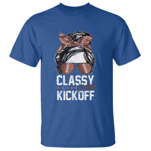 Funny Classy Until Kickoff T Shirt American Football Game Day Messy Bun TS11 Royal Blue Print Your Wear