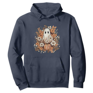 Halloween Ghost Hoodie Vintage Floral Pumpkin Glitter Print TS11 Navy Print Your Wear