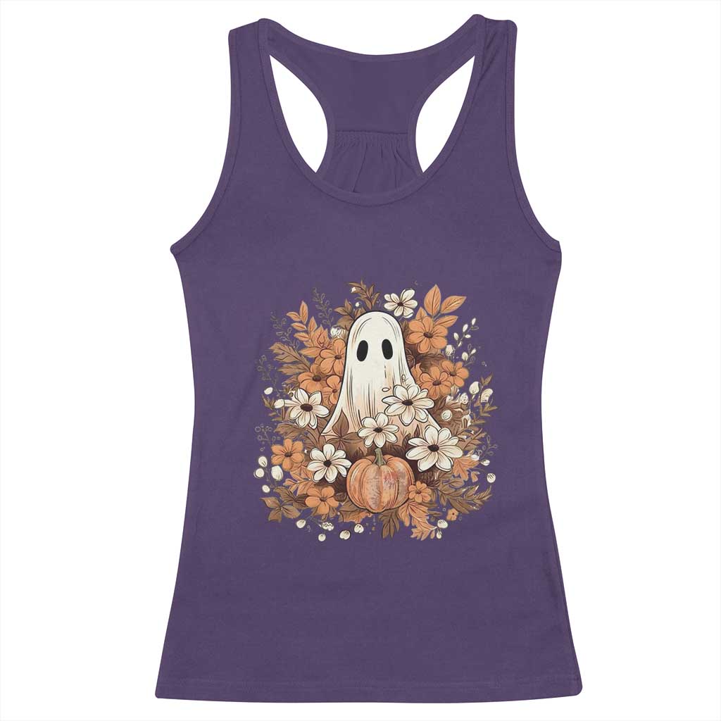 Halloween Ghost Racerback Tank Top Vintage Floral Pumpkin Glitter Print TS11 Purple Print Your Wear