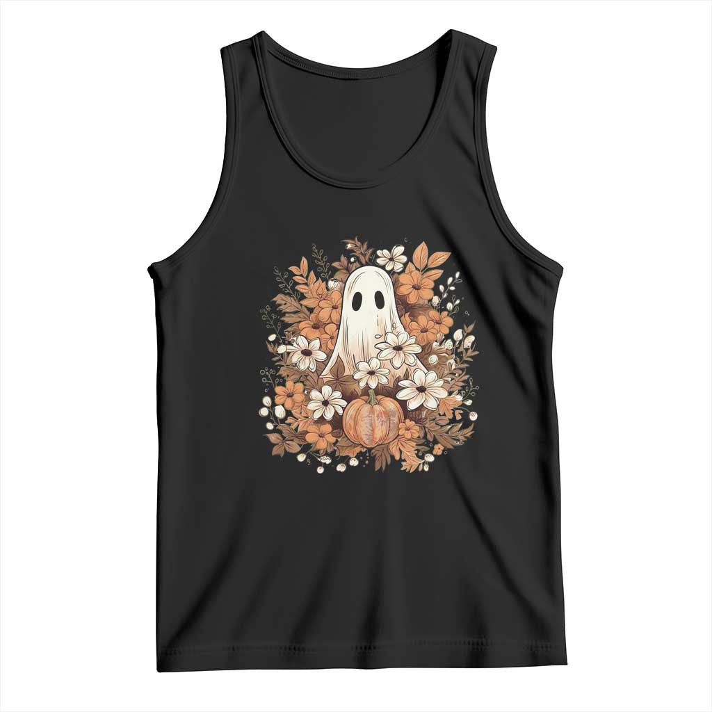 Halloween Ghost Tank Top Vintage Floral Pumpkin Glitter Print TS11 Black Print Your Wear