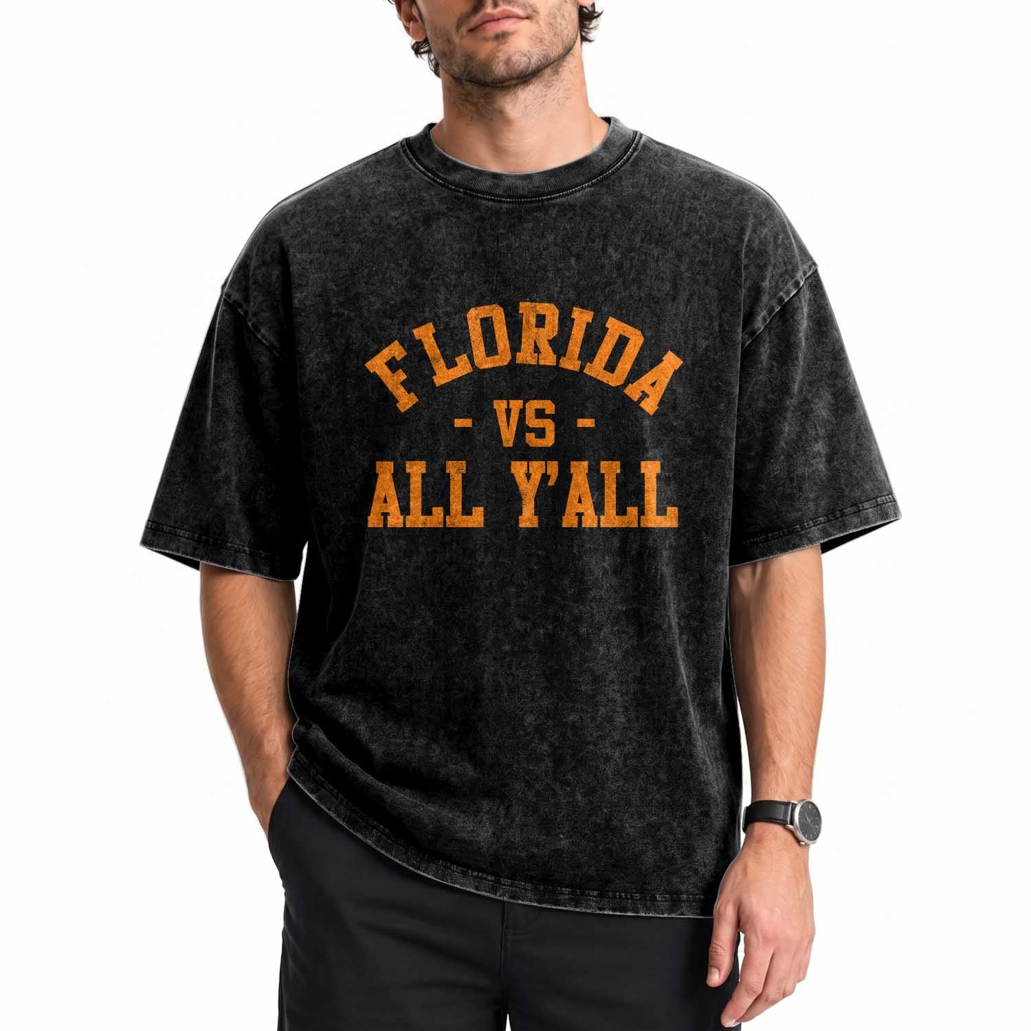 Florida vs All Y all Washed Cotton T-Shirt Funny Game Day Athletic Sports Design FL State
