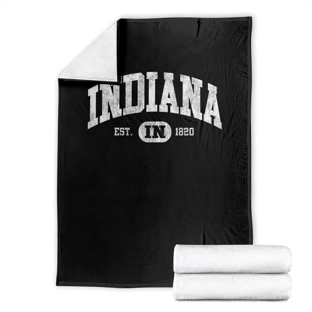Indiana Est 1820 Throw Blanket IN Vintage Varsity Sports Jersey Style