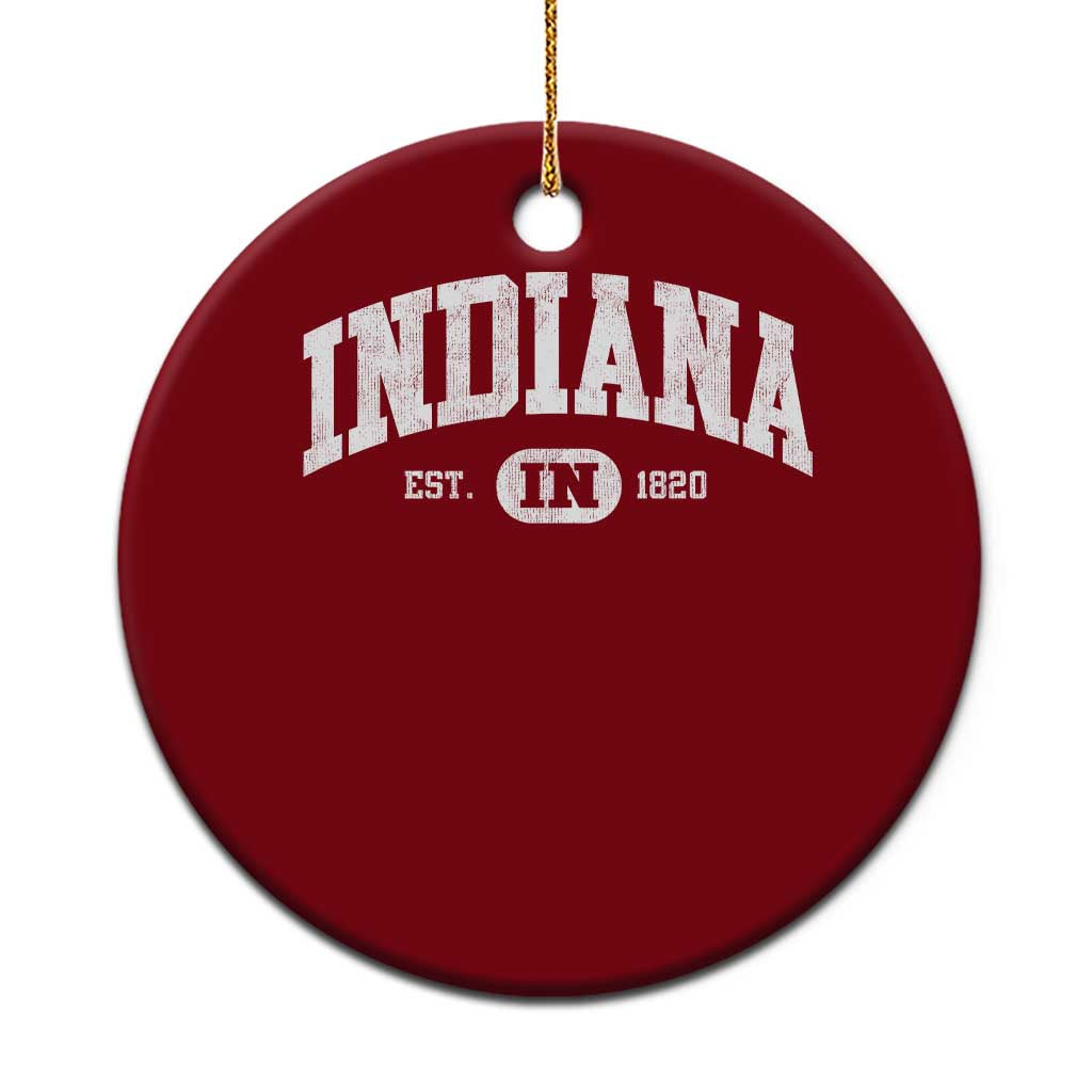 Indiana Est 1820 Ceramic Ornament IN Vintage Varsity Sports Jersey Style