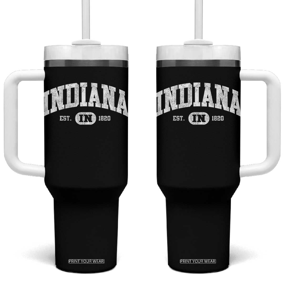Indiana Est 1820 Tumbler With Handle IN Vintage Varsity Sports Jersey Style