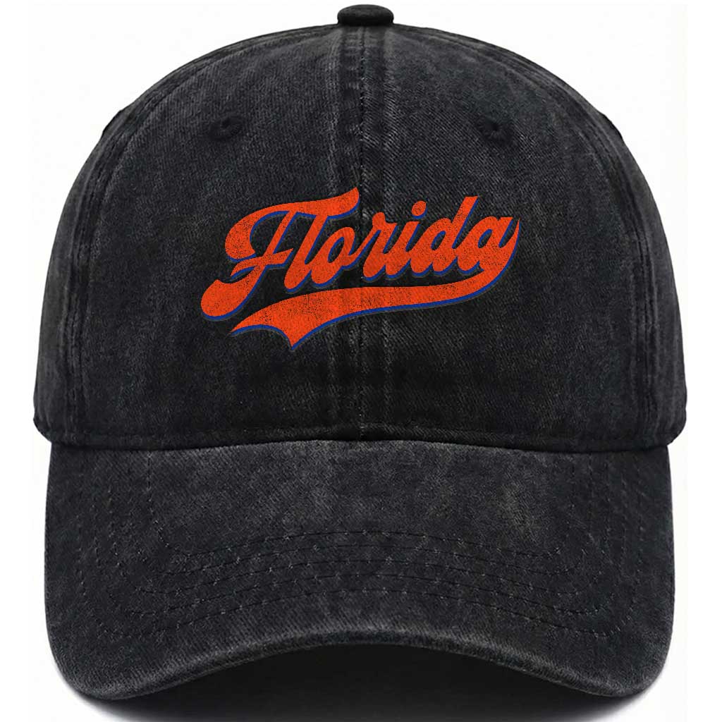 Florida Vintage Varsity Script Classic Sports Jersey Style Washed Cotton Baseball Cap