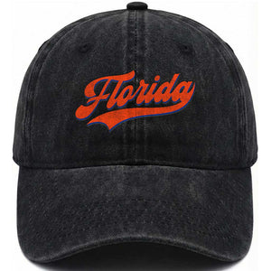 Florida Vintage Varsity Script Classic Sports Jersey Style Washed Cotton Baseball Cap