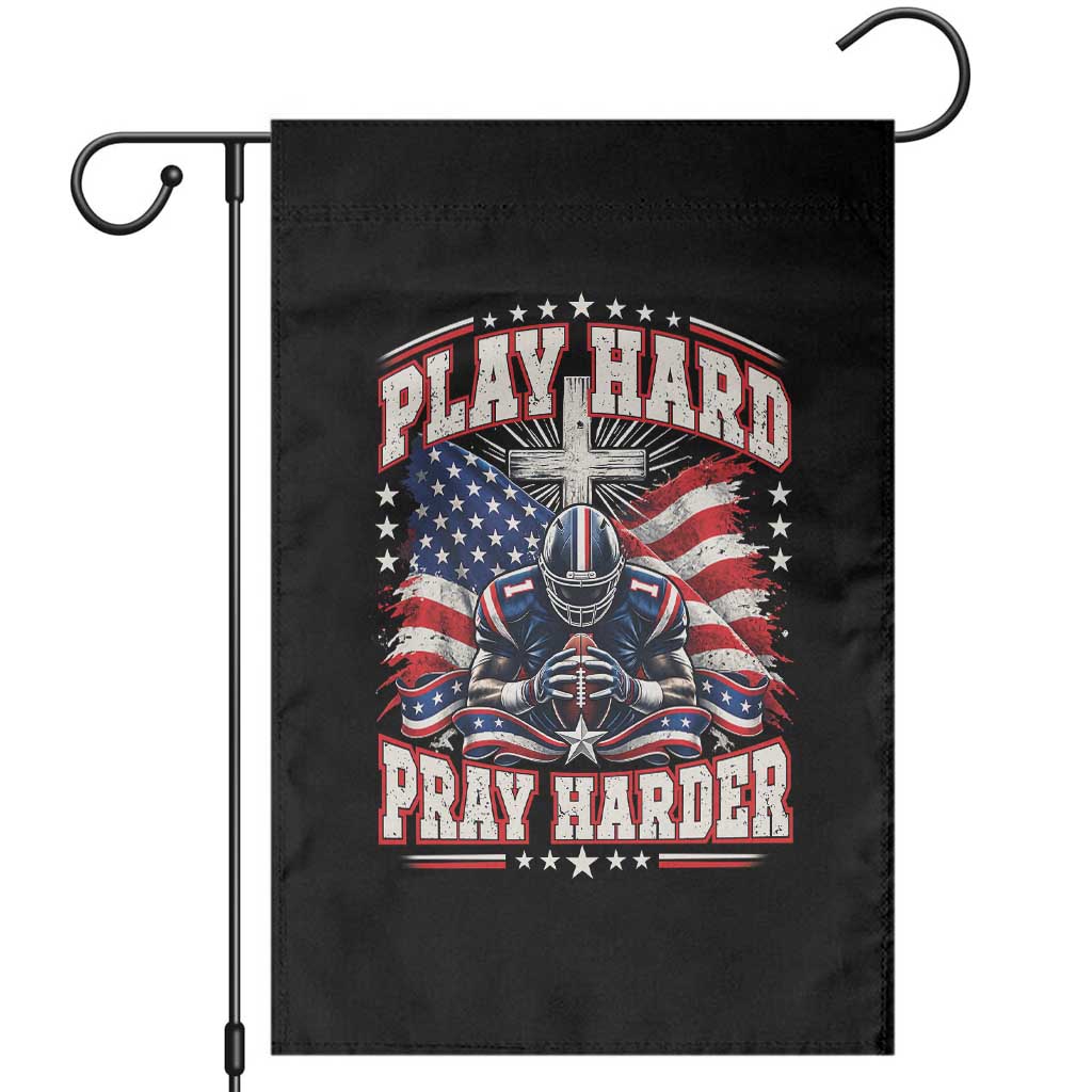 Christian Football Garden Flag Play Hard Pray Harder Faith Sport Bible Verse