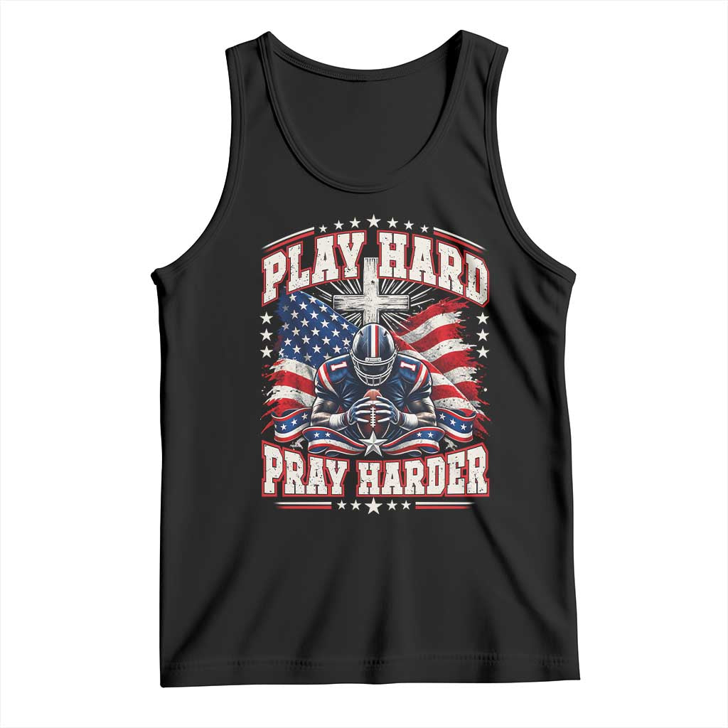 Christian Football Tank Top Play Hard Pray Harder Faith Sport Bible Verse