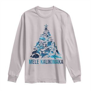 Christmas In Hawaii Long Sleeve Shirt Mele Kalikimala Sea Animals Xmas Tree TS11 Ice Gray Print Your Wear