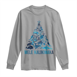 Christmas In Hawaii Long Sleeve Shirt Mele Kalikimala Sea Animals Xmas Tree TS11 Sport Gray Print Your Wear