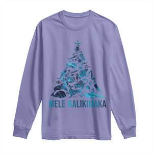 Christmas In Hawaii Long Sleeve Shirt Mele Kalikimala Sea Animals Xmas Tree TS11 Violet Print Your Wear