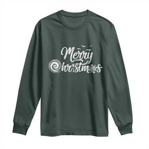 Christmas In Hawaii Long Sleeve Shirt Merry Christmas Hawaiian Symbols TS11 Dark Forest Green Print Your Wear