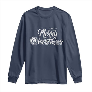 Christmas In Hawaii Long Sleeve Shirt Merry Christmas Hawaiian Symbols TS11 Navy Print Your Wear