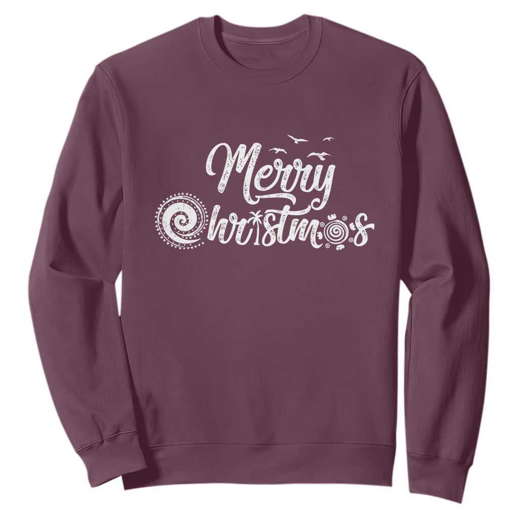 Christmas In Hawaii Sweatshirt Merry Christmas Hawaiian Symbols TS11 Maroon Print Your Wear